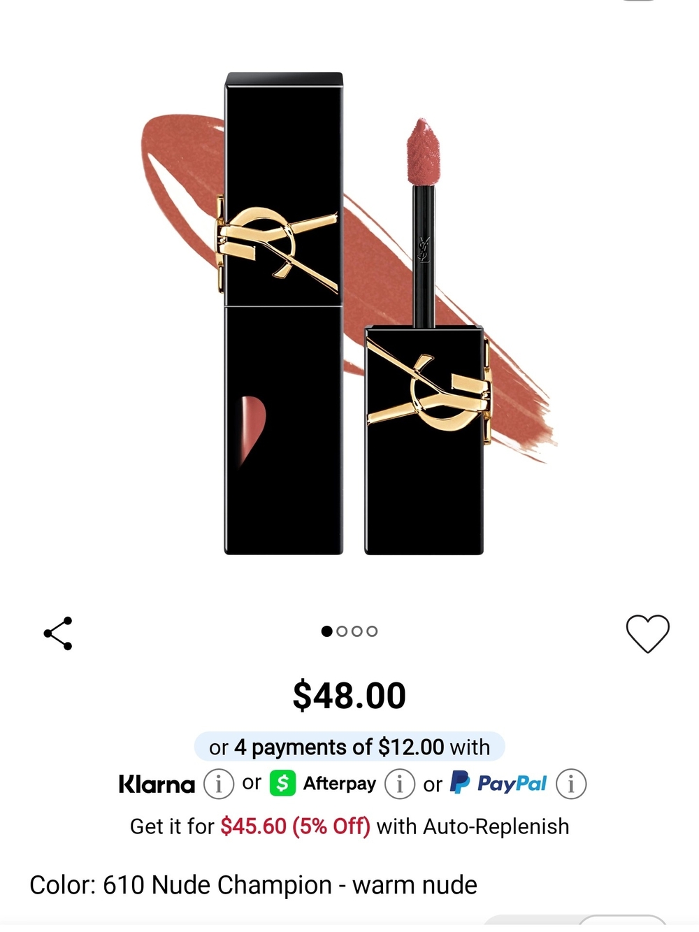YSL Vinyl Creamy Lip Stain - 610 Nude Champion